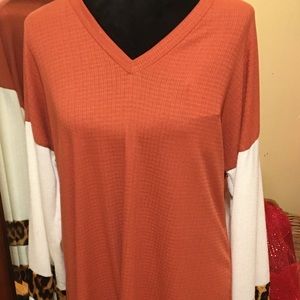 Rust: cheetah print balloon sleeved shirt
